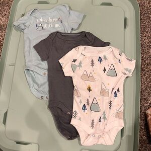 Cloud Island Adventure Bodysuits - Blue, Gray, White